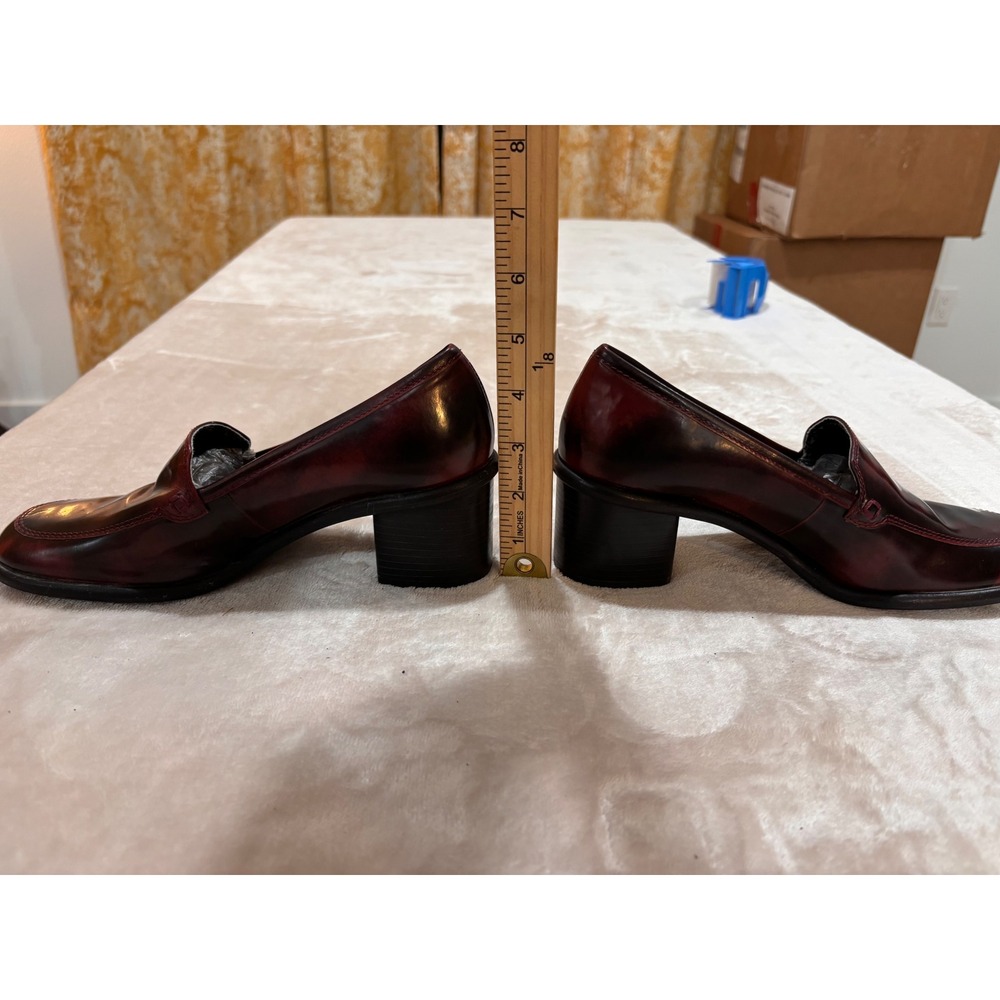 Gianni Bini Burgundy Oxblood Heeled Loafers Chunky Block Heel 90s Y2K Grunge 7B - Picture 8 of 12